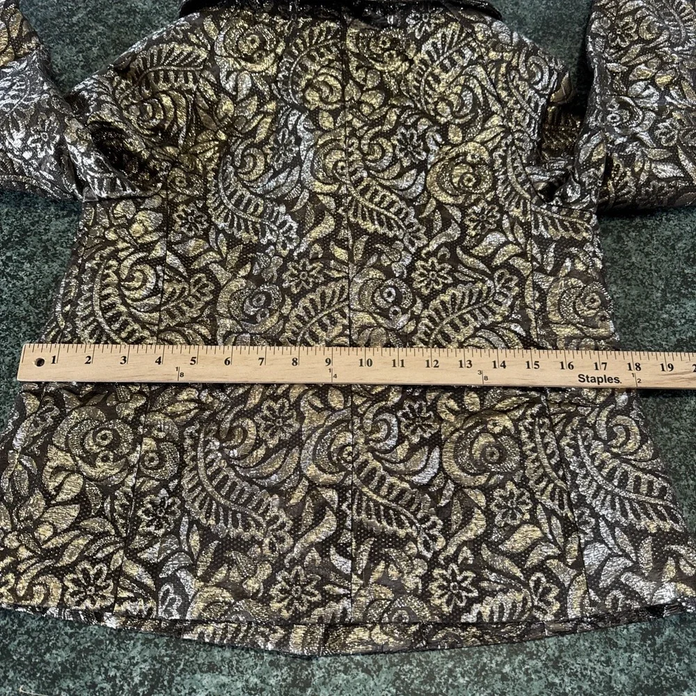 Banana Republic‎ Women Sz XS Gold Silk Brocade Metallic Blazer Swing Jacket NEW